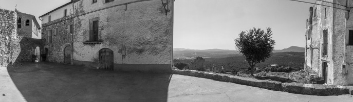 Pilzan Huesca Spain panorama BW